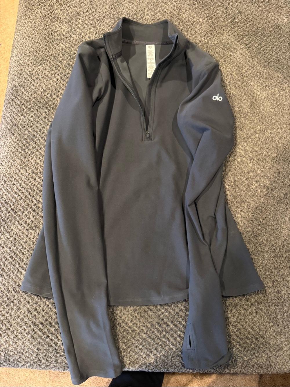 ALO Yoga Black Half-Zip Cowl Neck Pullover